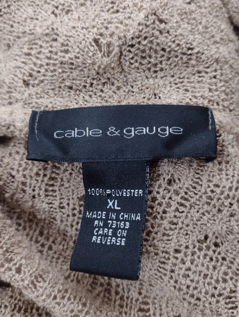 Cable & Gauge Women's Open-Front Beige Women's Sweater Cardigan Open Front Size